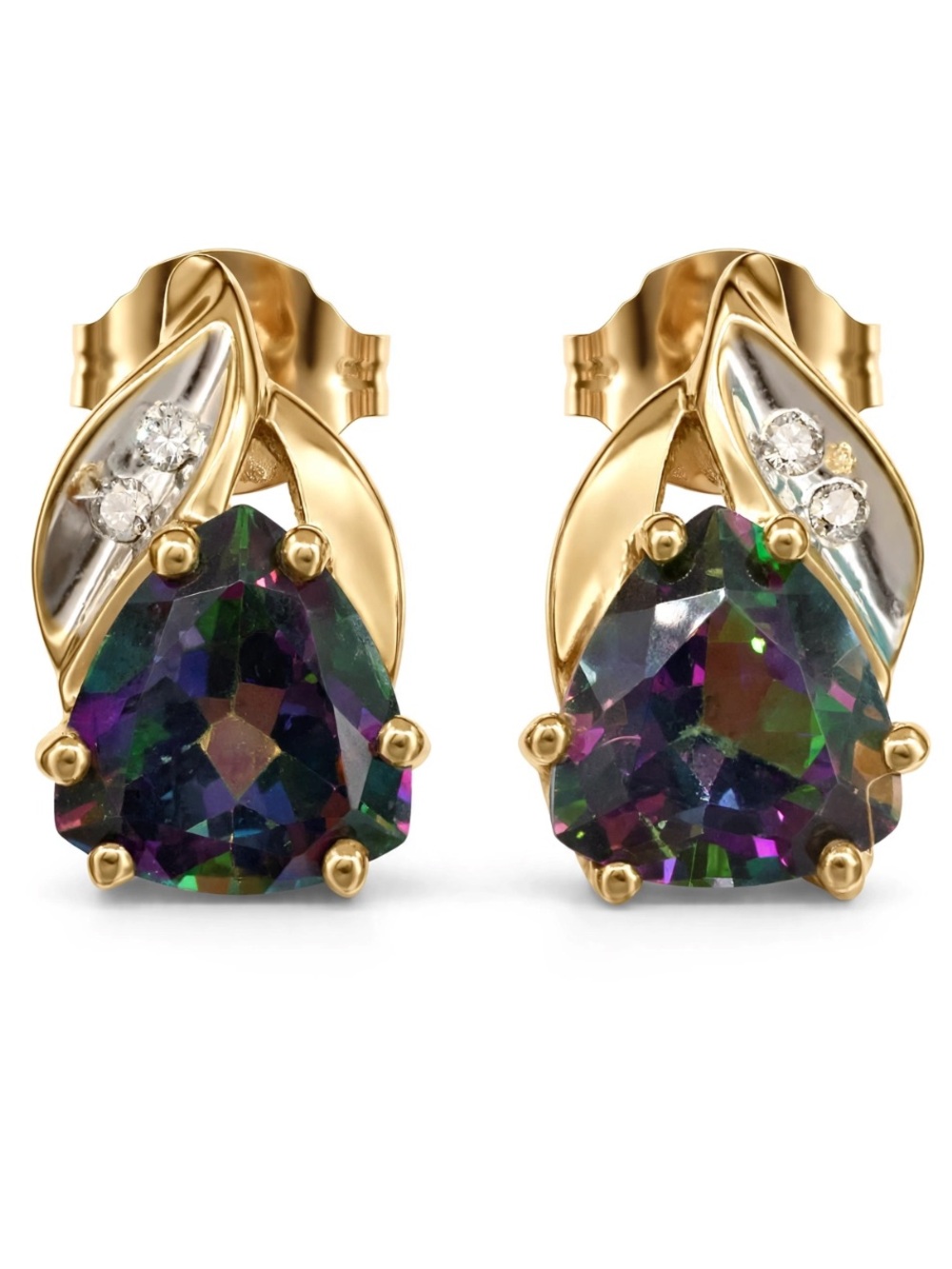 🔴🆑Authentic 10K Real Gold and Mystic Stone Stud Earrings🆑🔴